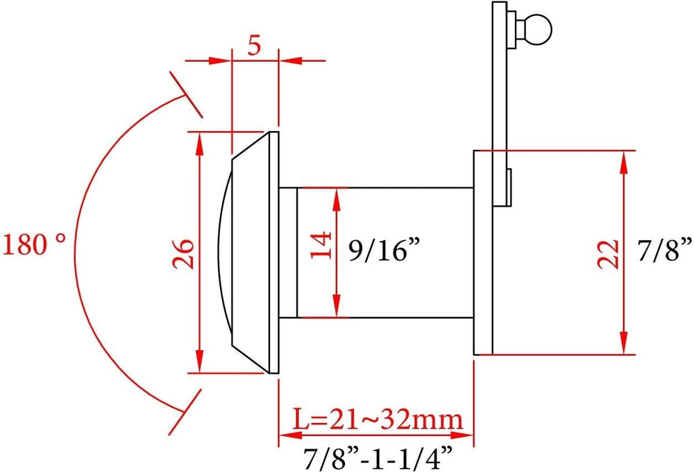Focus Vision Door Viewer for Narrow Panel Doors - Home Office Security Improv...