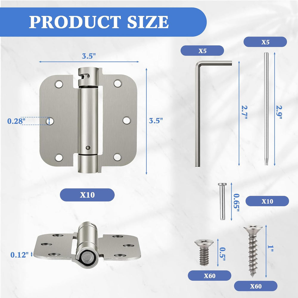 Yaocom 10 Pcs Self Closing Door Hinge 3.5'' Spring Loaded Hinges Auto...