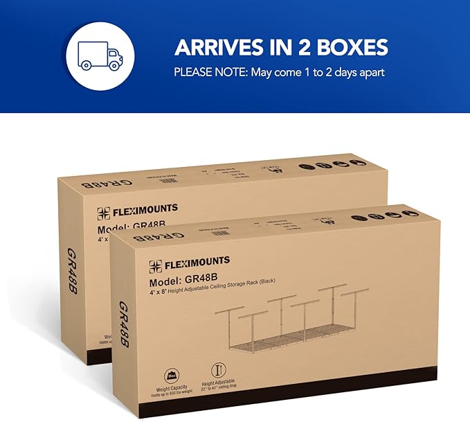 FLEXIMOUNTS 4x8 Overhead Garage Storage Rack, Adjustable Organization System ...