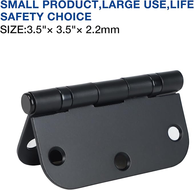 24 Pack Ball Bearing Door Hinges Matte Black 3.5 Inch 5/8"Radius Rounded...
