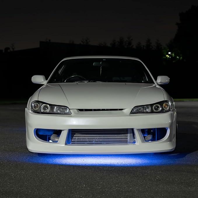 LEDGlow 4pc Blue LED Flexible Car Slimline Underbody Underglow Accent Neon
