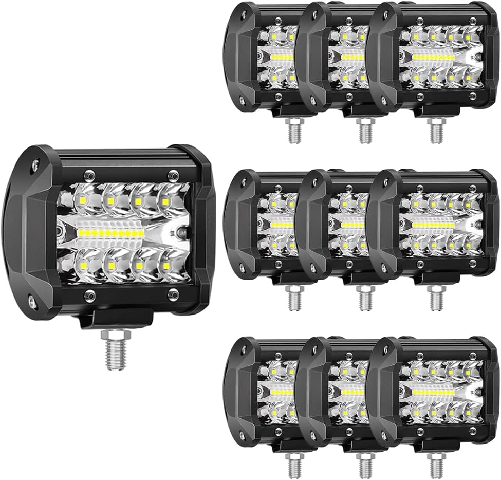 4 Inch 60W LED Light Pods 12V Triple Row Driving Fog Lamp Spot Flood Combo LE...