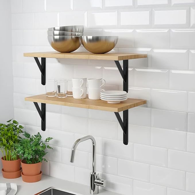 12 Pack L12 x H 8" Black Heavy Duty Shelf Brackets