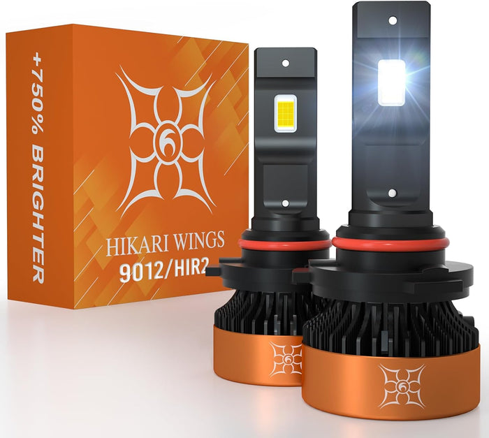 HIKARI WINGS 9012 HIR2 LED Fog light, 30000LM Pure White 6000K LED Bulbs (Pack of 2)