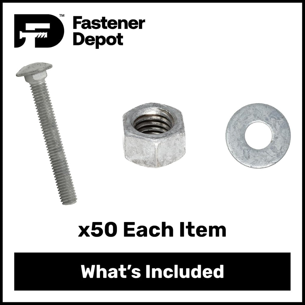 5/16"-18 x 4 Hot Dipped Galvanized Carriage Bolt Kit w/Nuts & Flat W...