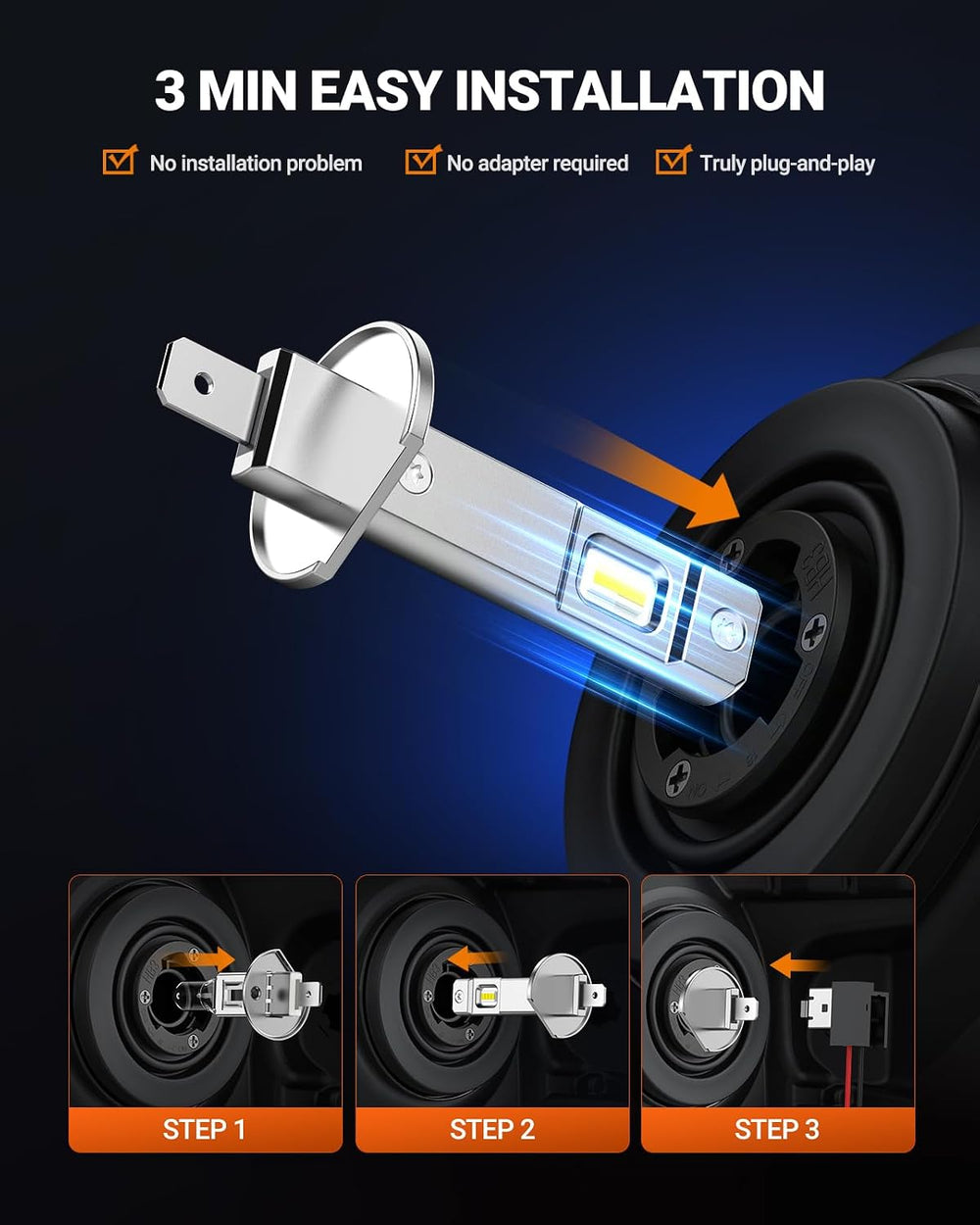 SEALIGHT H1 ATV Bulbs 70000LM Super Bright, Mini Size S6 H1 Light No Adapter ...