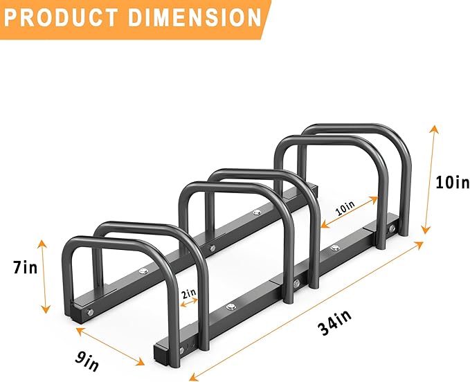 Ultrawall Bike Storage Rack for Garage, 3 Bikes Floor Bike Stand, Bicycle