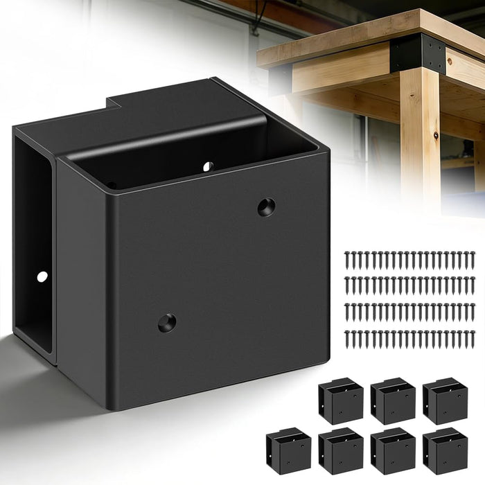2x4 Workbench Kit - 8PCS Heavy Duty Steel Work Bench Brackets, 3-Way Right Angle Workbench Corner Brackets for Workbench, Shelving, Wood Table, Work Bench Bracket Kit Fits 2x4 (Actual 1.5"x3.5") Wood