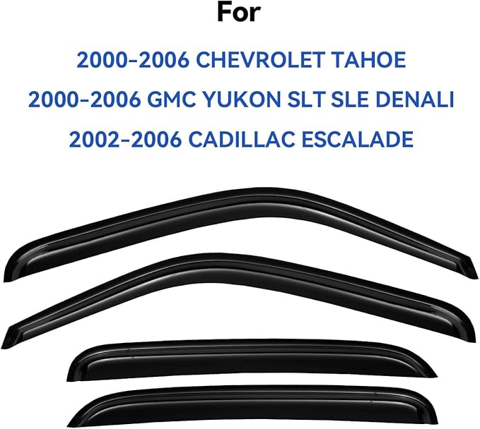 Window Visors Rain Guards for Chevy Tahoe/GMC Yukon 2000-2006, Out-Channel