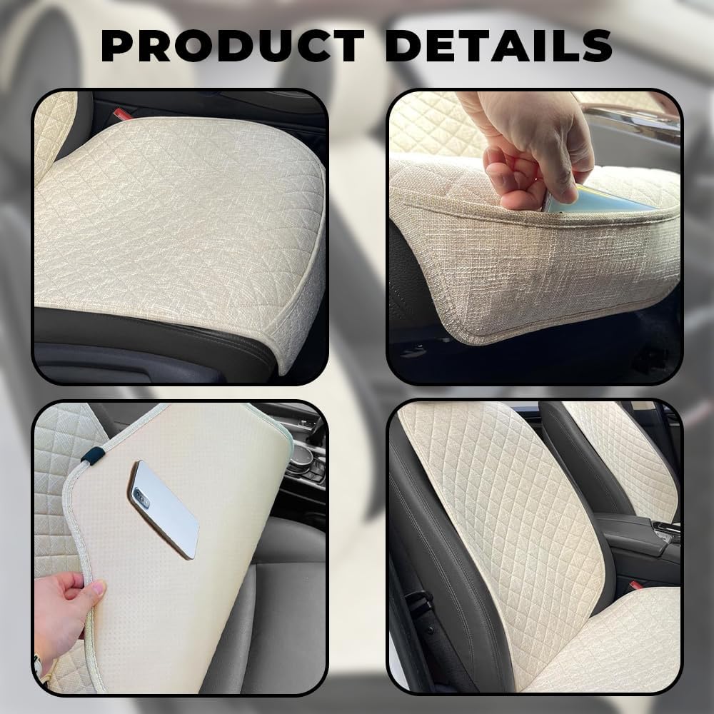 Partsable 2PCS Linen Car Seat Covers Front Seats,Breathable Cloth Fabric Car ...
