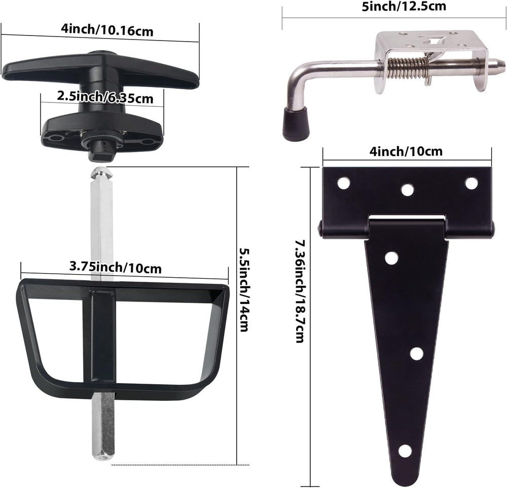 6" Shed Door Hardware Kit with T-Handle Lock & 5 Keys - 6 Hinges, 2 ...