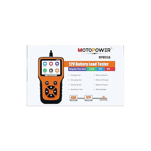 MOTOPOWER MP0515A 12V Car Battery Tester Automotive 100-2000 CCA Battery Load