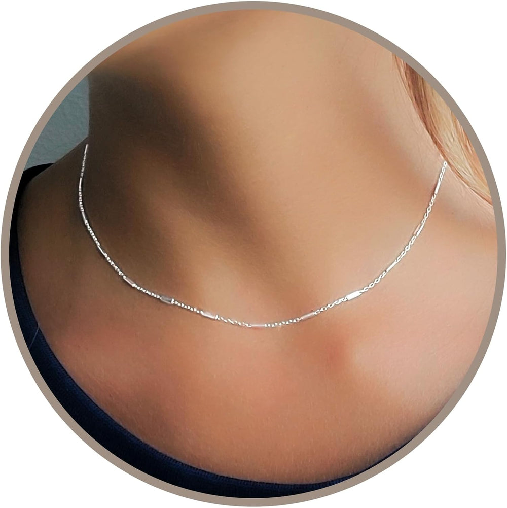 Annika Bella Silver Chain Choker Necklace, Silver Choker Necklaces, Length 13...