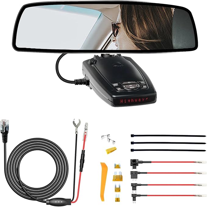 Radar Detector Rearview Mirror Rod Mounting Bracket and Radar Direct Power Cord