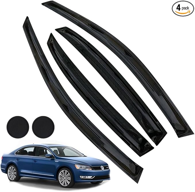 Rain Guards for Volkswagen Passat 2011-2018, Tape-on Side Window Deflectors for