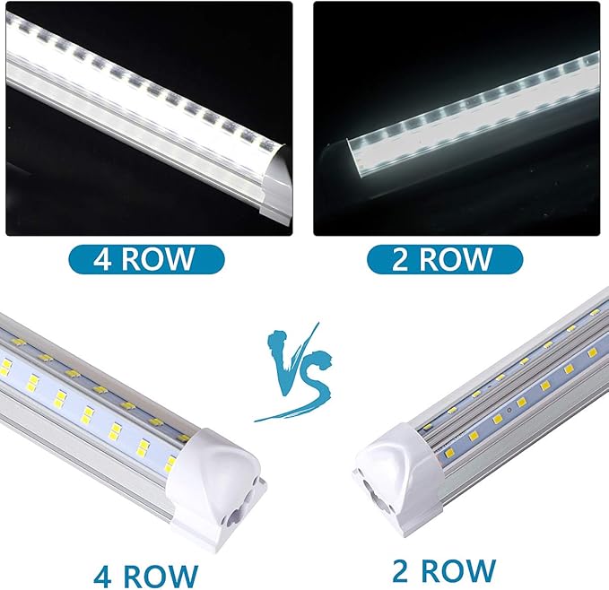 8Ft LED Shop Light Fixture, 120W Integrated LED Tube Light, 6000-6500K (10Pcs)