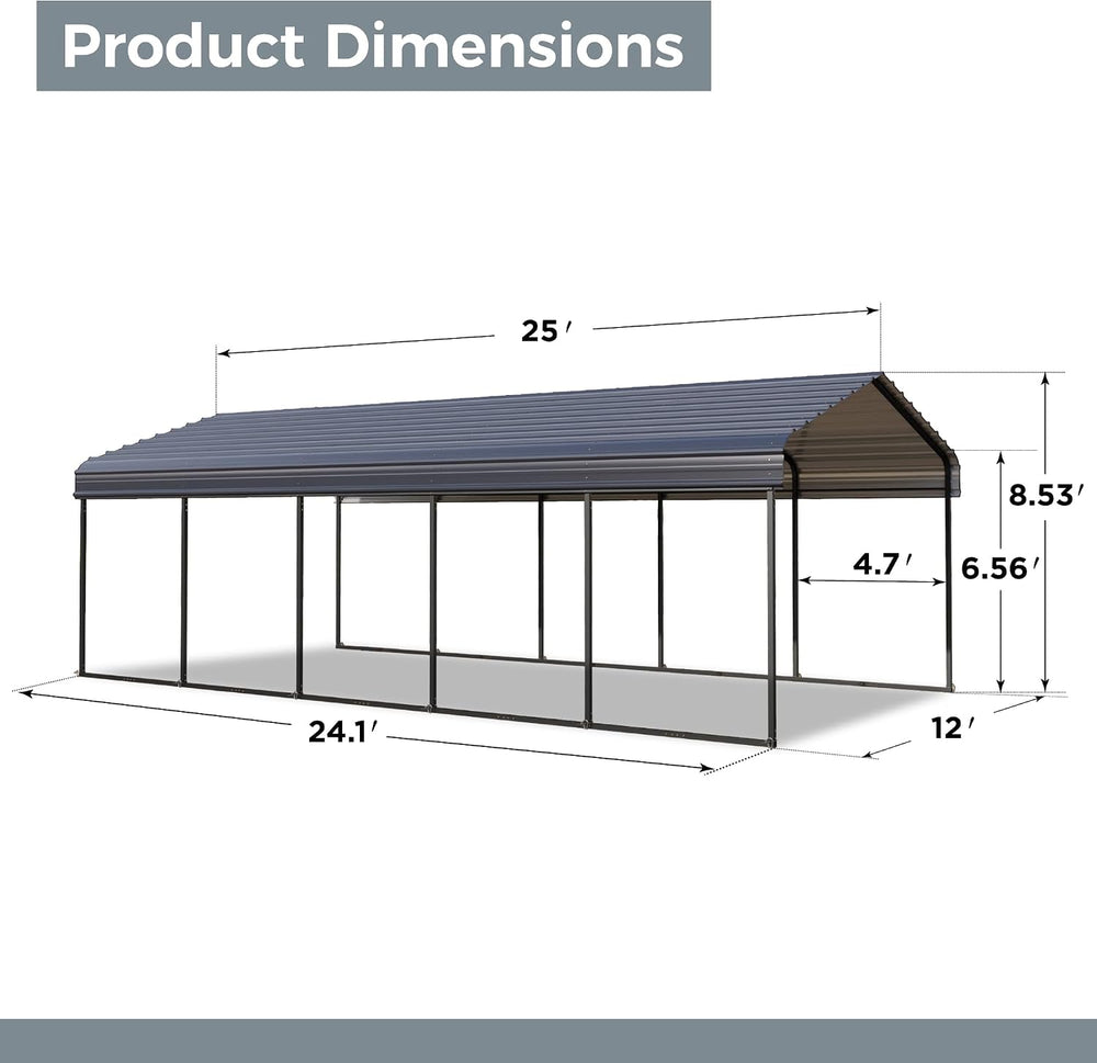 GREEN PARTY 12x25 ft Metal Carport Heavy Duty Frame Canopy Garage Shelter