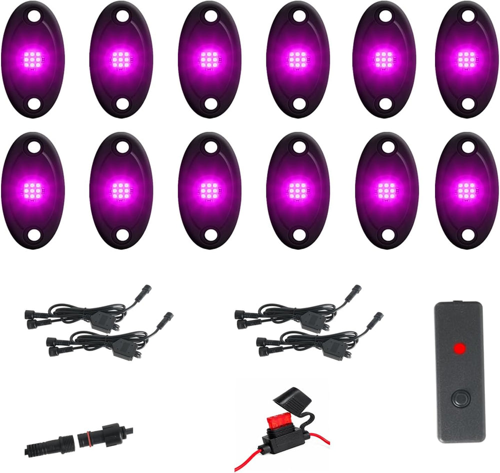 16pods Purple Pink Rock Lights Dc 12v with Switch Kit for Trucks Utv ATV IP68...
