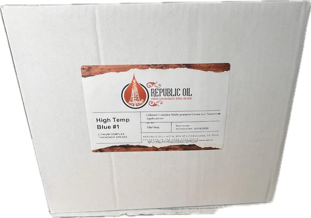 Republic Oil Blue High Temp #1 EP1 Lithium Grease Tubes, 10-Pack 14 oz