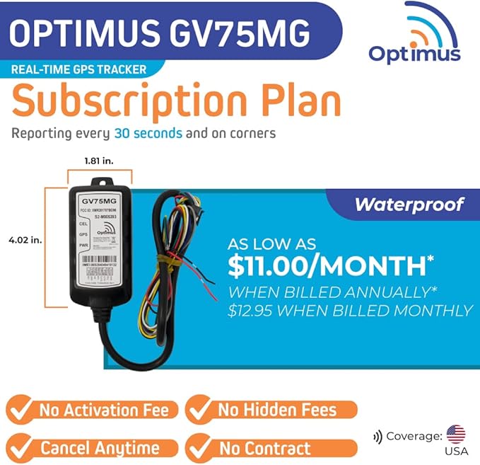 Optimus GV75MG Waterproof Wired GPS Tracker