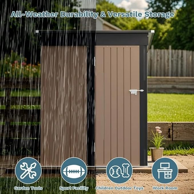 Greesum 5×3FT Outdoor Storage Shed, Metal Patio Storaged Sheds