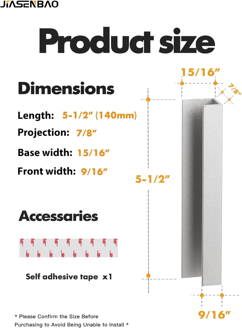 10 Pack Adhesive Cabinet Handles Silver 5-1/2" Length (Cover 5" Hol...