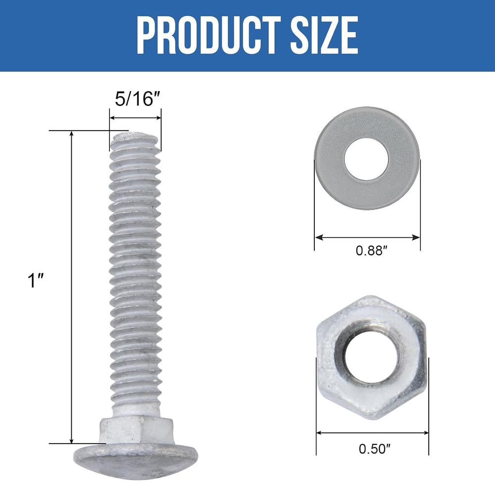 5/16" x 1" Carriage Bolts (100 PCS), Hot Dip Galvanized, Heavy Duty...