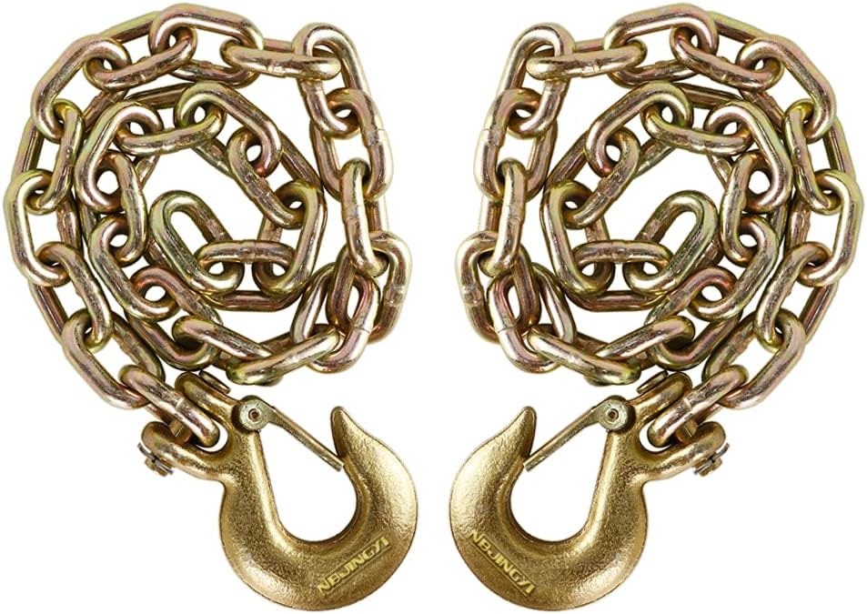 NBJINGYI 3/8" x 35" Gooseneck Trailer Safety Chain 2-Pack Grade 70