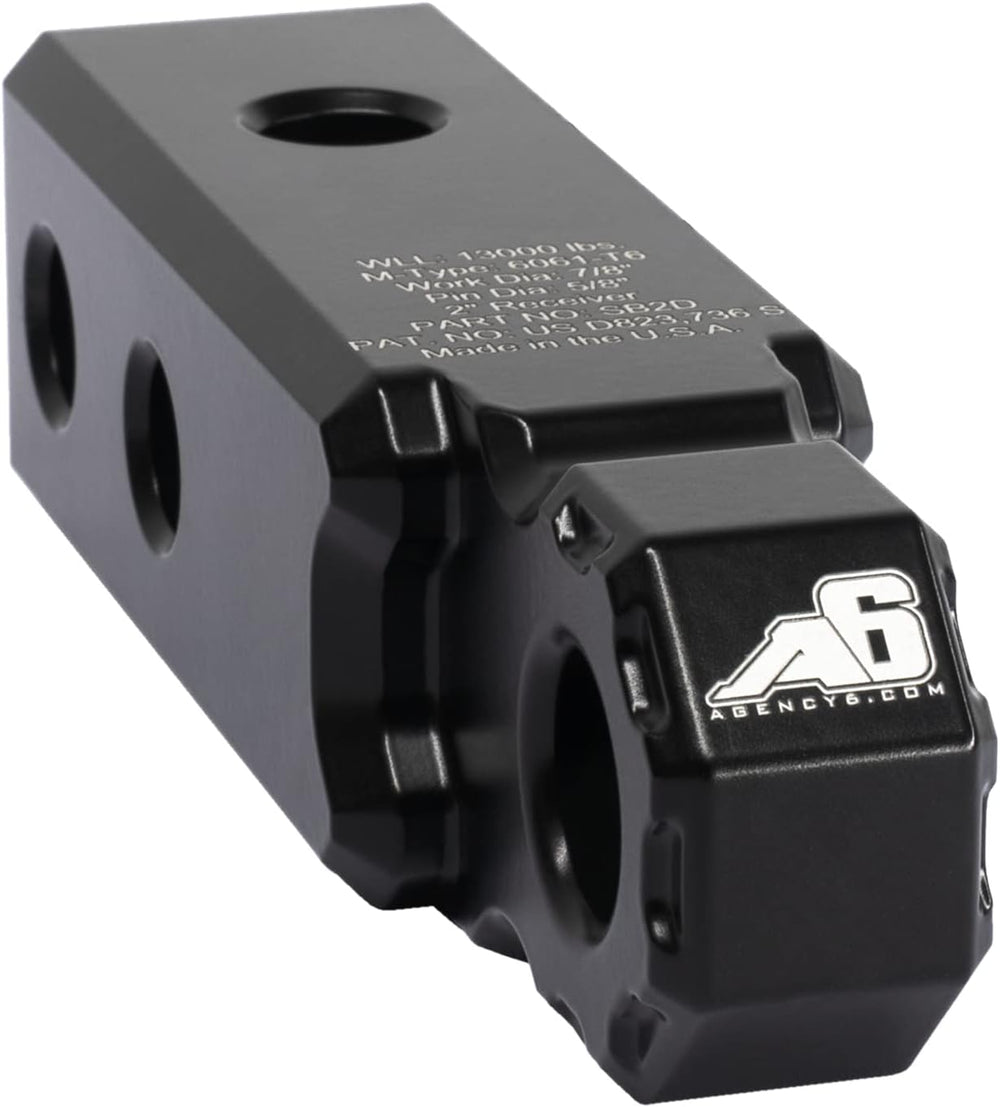 Agency 6 Recovery Shackle Block 2" (Double Hole) - Powder Coated Black -...