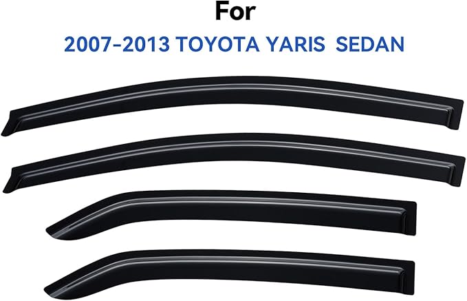 Window Visors Rain Guards for 2007-2013 Toyota Yaris Sedan, Out-Channel Window