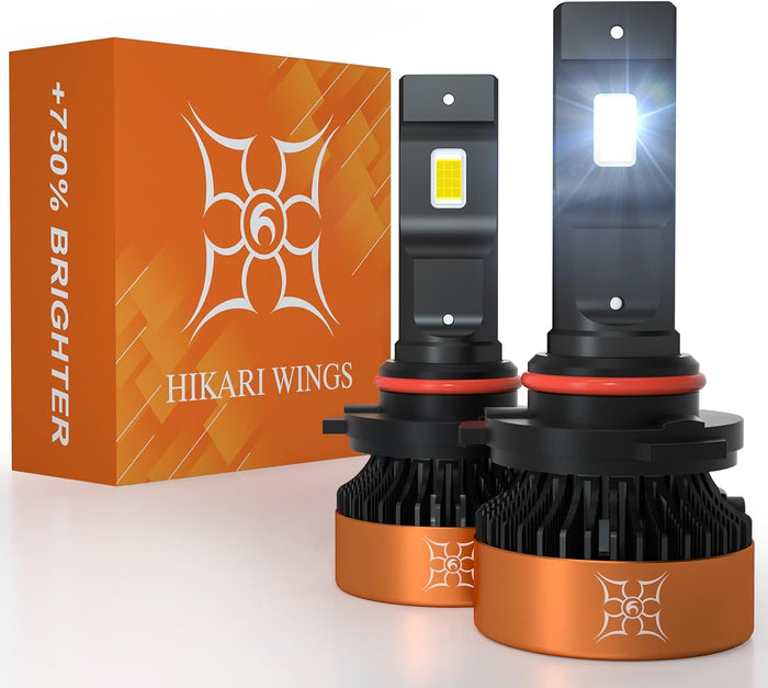 HIKARI WINGS 9005 Foglight Bulbs, 30000LM Super Bright, 6000K Cool White HB3 (Pack of 2)