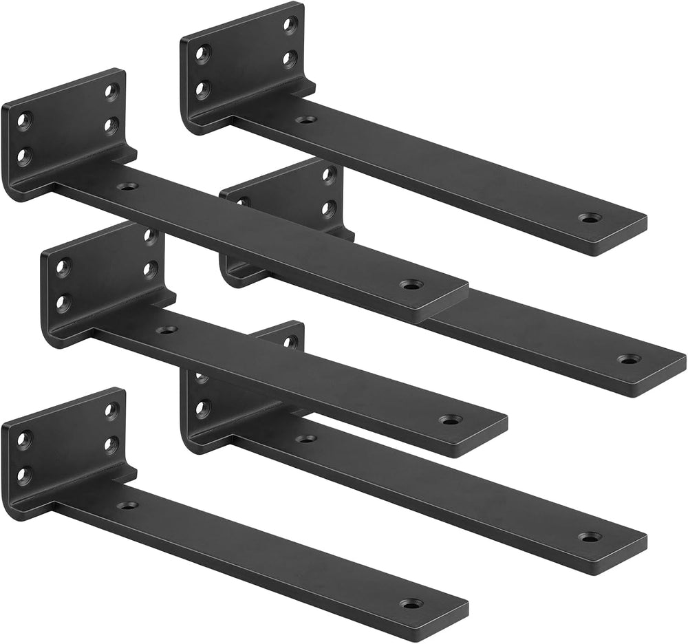 Black Floating Shelf Brackets 10 inch 6 Pack L Brackets for Floating Shelves ...