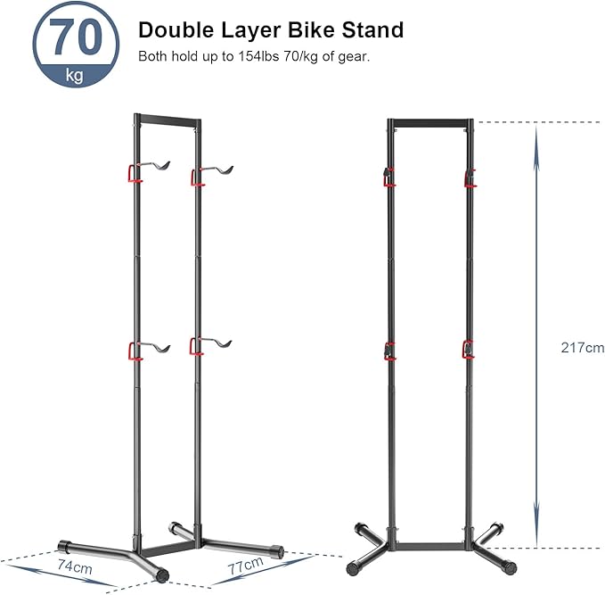 teraysun Indoor 4 Bike Storage Rack, Adjustable Arm Hook