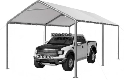 Aoxun 10x20 Carport Heavy Duty Carport Potable Car Canopy Garage, White