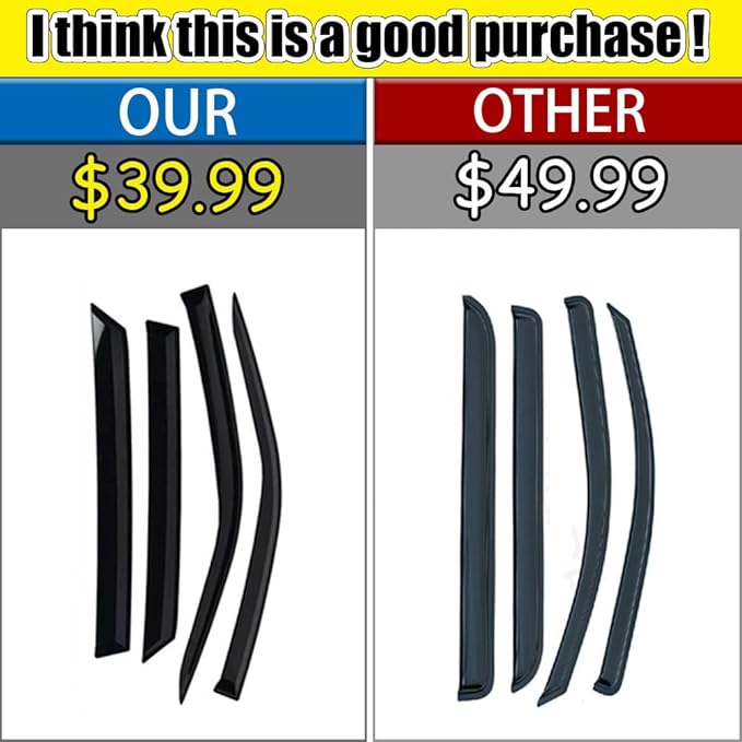 Rain Guards for Chevrolet Colorado/GMC Canyon Crew Cab 2015-2022, Tape-on Sid...