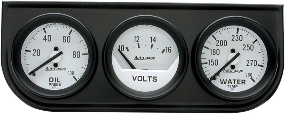 AUTO METER 2327 Autogage Mechanical Oil/Volt/Water Gauge with Black Console, ...