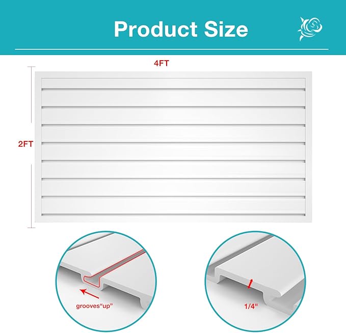 NeatiEase Slatwall Panel Wall Storage Systems, 2 x 4ft Slat Wall Paneling
