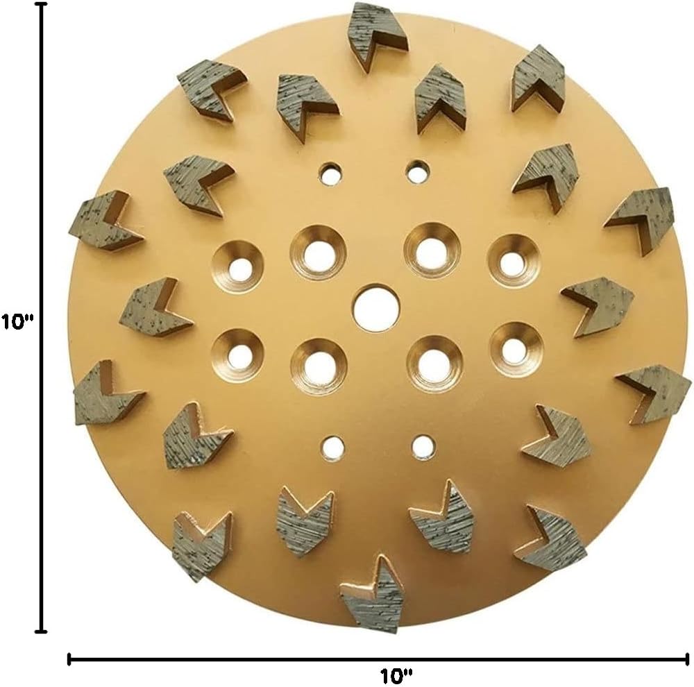 10" Diamond Concrete Grinding Disc Plate, 20 Arrow Segment, 25/30 Grit