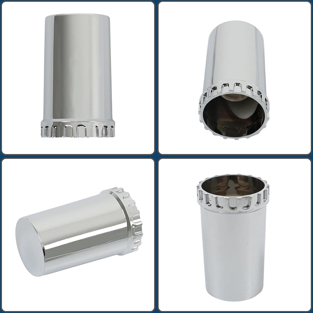 33mm Chrome ABS Flat Top Axle Cover Complete Set with Removable Hubcaps and S...