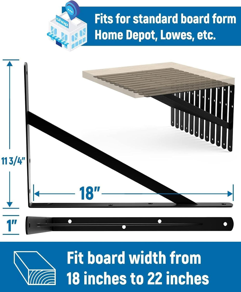 12-Pack 18 Inch Heavy Duty Shelf Brackets, Large Floating Shelf Bracket