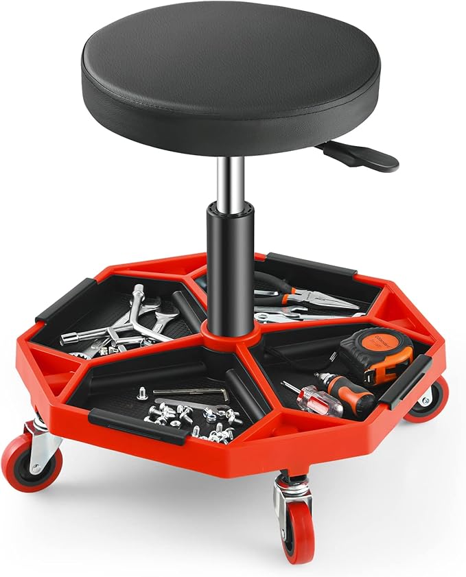 Adjustable Mechanic Rolling Stool, Pneumatic Rolling Stool