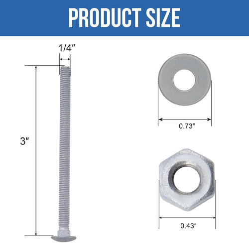 1/4" x 3" carriage bolts (100 pcs), hot shown in use