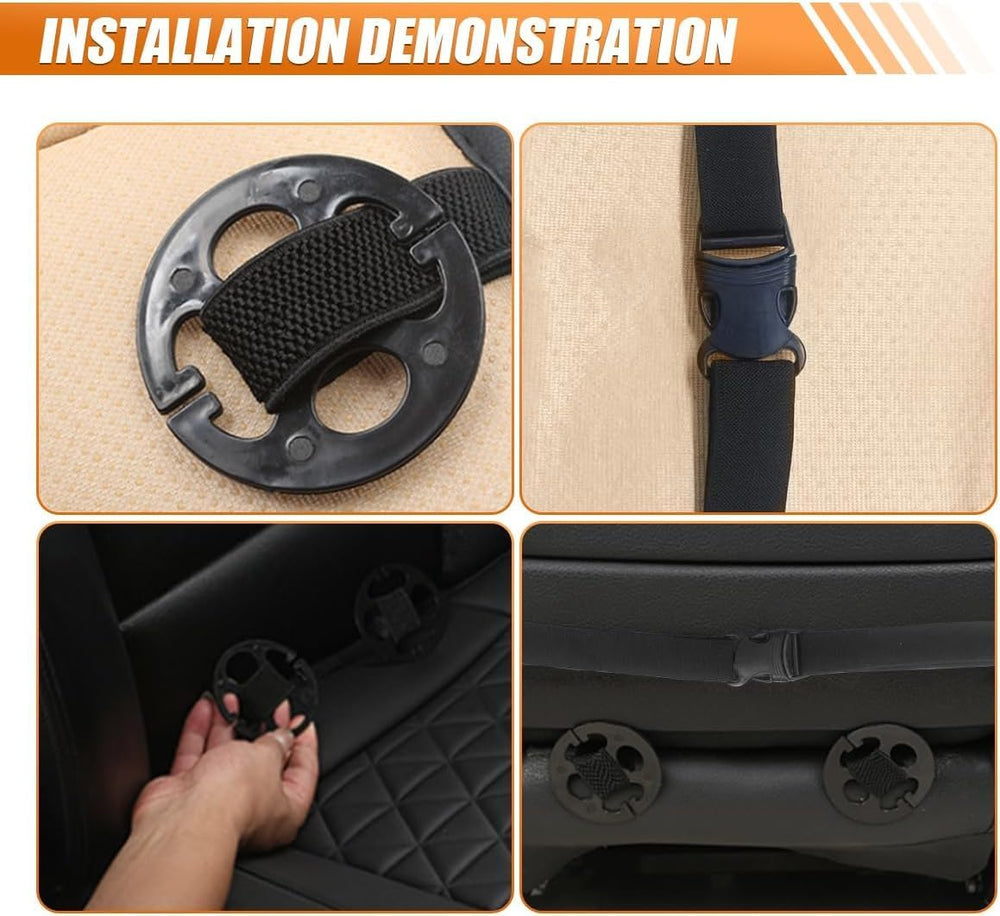 2PCS Luxury Faux Leather Car Seat Cover, Car Seat Cushion, Beige