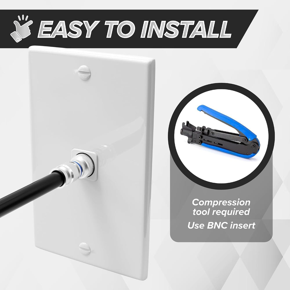 THE CIMPLE CO - BNC Compression Connector for RG6 Coaxial Cable - Male RG6 BN...