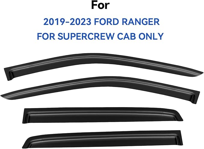 Window Visors Rain Guards for 2019 2020 2021 2022 2023 Ford Ranger Supercrew