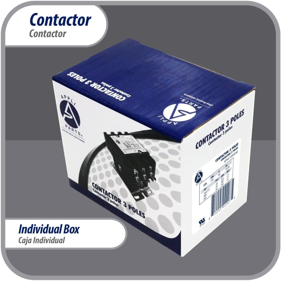 Appli Parts APAC-360240 Heavy Duty Contactor 3 Poles 60A 240V Coil Replacemen...