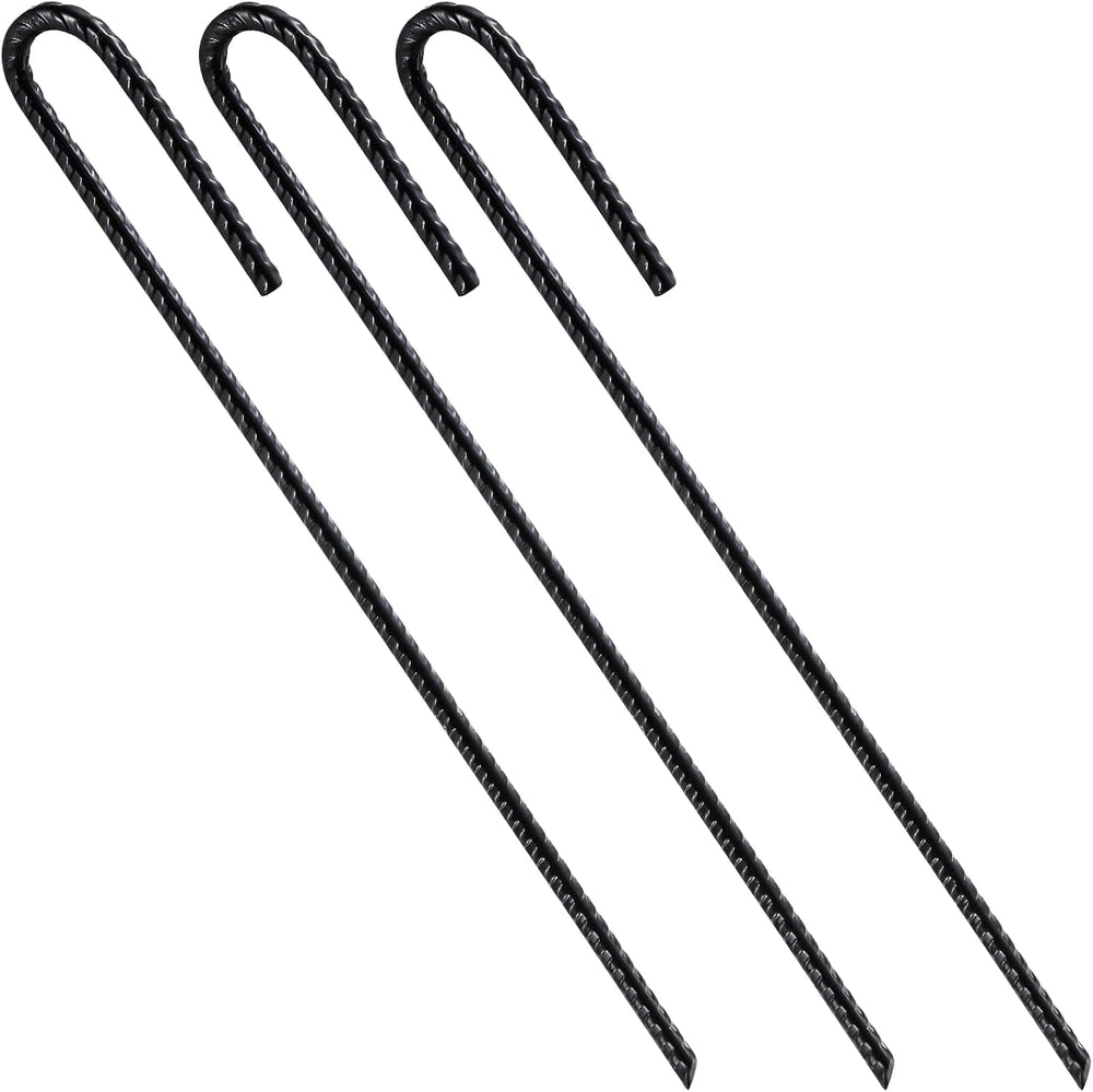 Wensilon 12-Inch Rebar J Hooks 50 Pack, 1/4-Inch Heavy Duty Ground Anchors