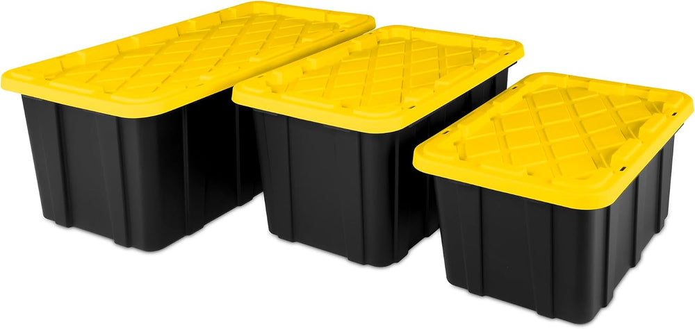 Sterilite Industrial Storage Tote with Lids for Garage, 27 Gallon, 12-Pack