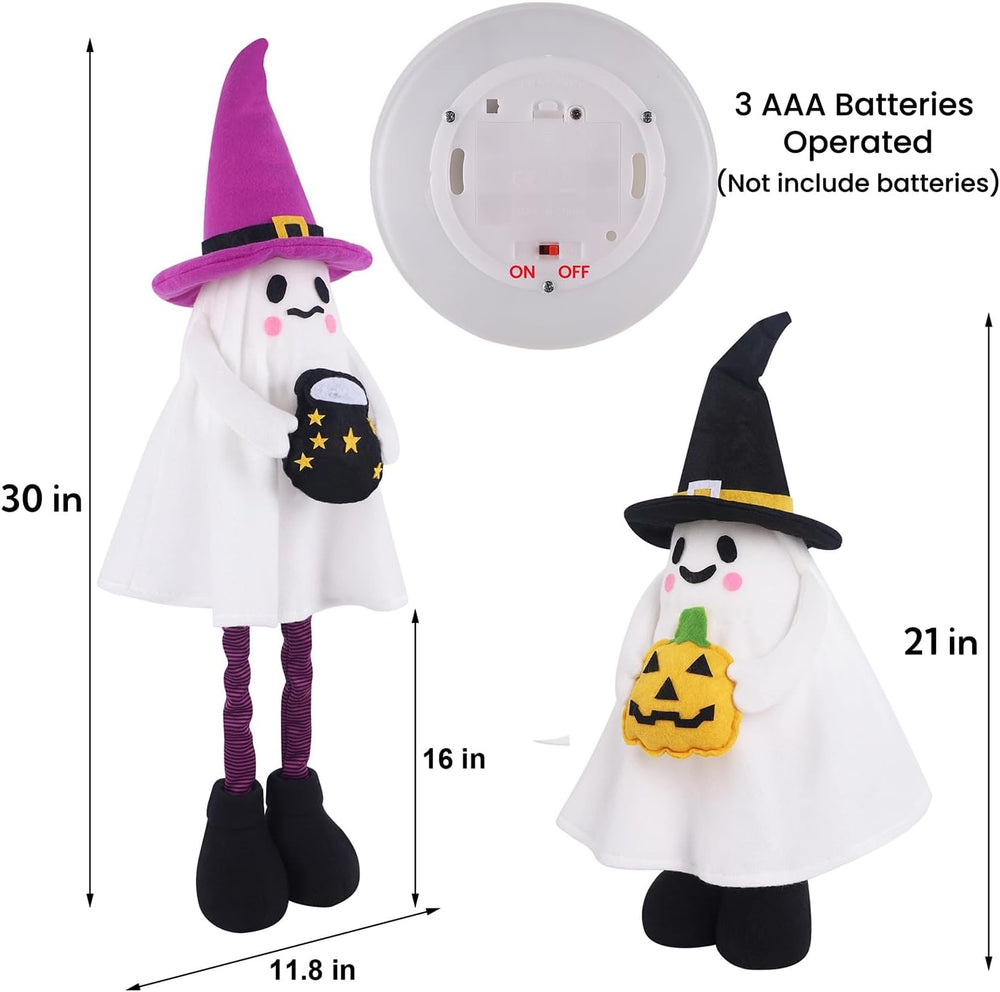 2 Pack Halloween Lighted Ghost Figurine with Stretchable Leg 21" to 30&q...