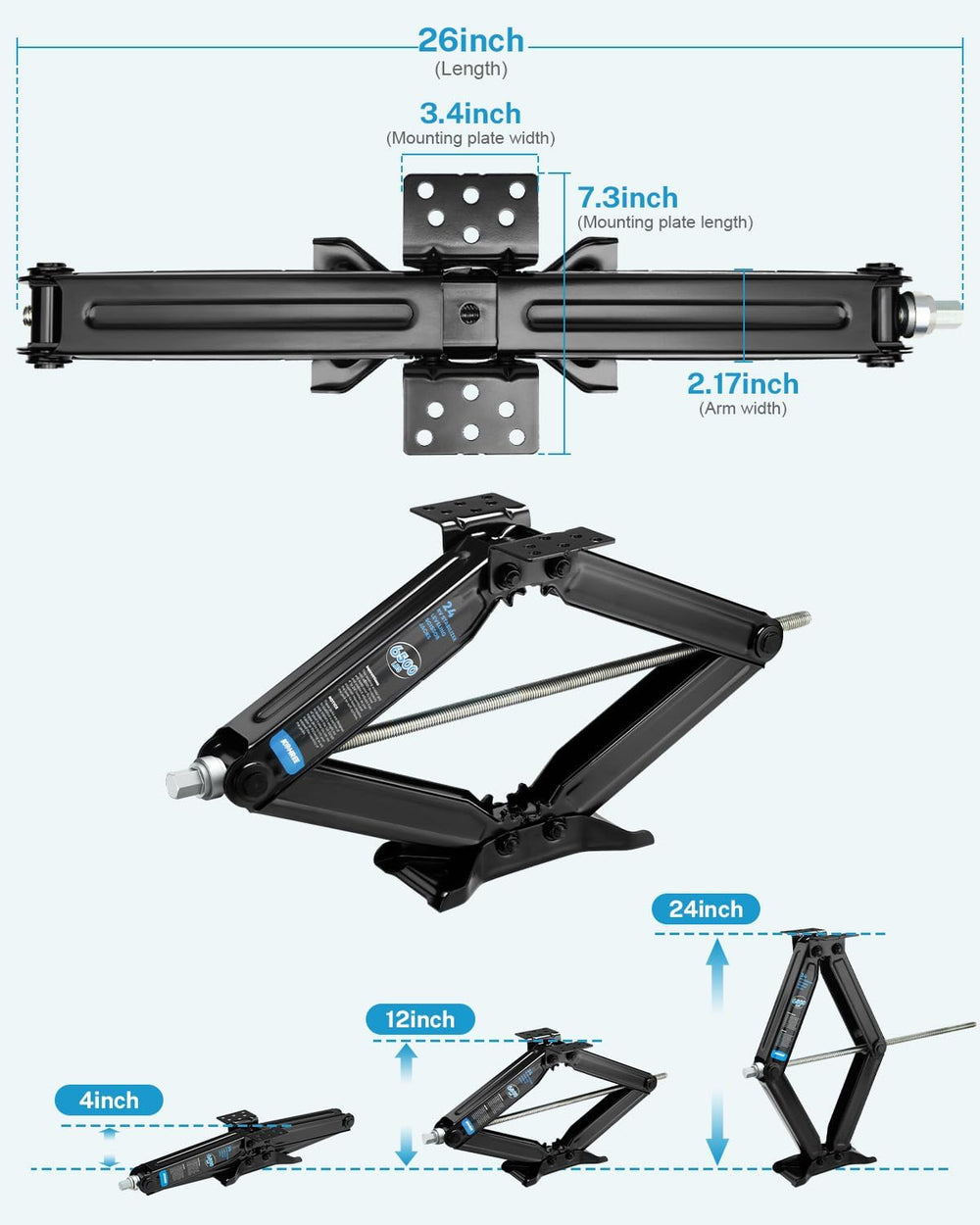 Kohree 6500lbs Heavy Duty RV Stabilizer Jacks 4 Pack, 24 Inch Leveling Scisso...
